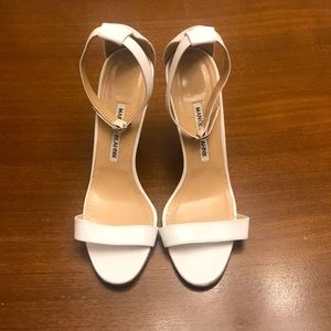 Manolo Blahnik White Leather Strappy Heels - Size 38